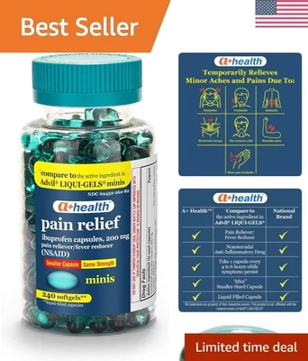 240 Mini Ibuprofen Softgels 200mg - Fast-Acting Pain and Fever Relief for Adults - Image 1 of 4