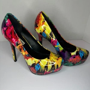 Steve Madden NALA Multi-Colored Floral High Heels Sexy Pumps - Picture 1 of 8