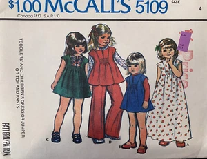 McCalls 5109 Sewing Pattern Child Dress Jumper Top Pants 1976 Size 4 - Picture 1 of 3