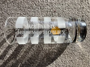 Jack Daniels Tennessee Honig Hi-Ball 6" hoch geätzte Glas Tasse Biene Streifen  - Bild 1 von 4