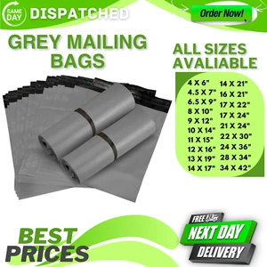 Grey Mailing Bags Poly Postage Strong Self Seal Postal Plastic Parcel Sizes Post - Picture 1 of 3