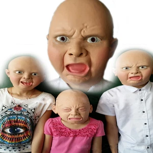 Angry/Happy/Cry Baby Full Head Face Latex Scary Mask Halloween Party Cosplay Hot - Picture 1 of 4