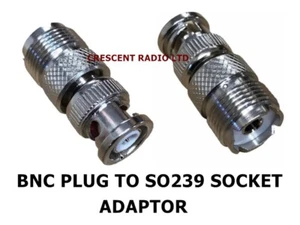 Enchufe macho BNC a enchufe hembra SO239 PL259 adaptador cambia enchufe pl259 a bnc X 1 - Imagen 1 de 1