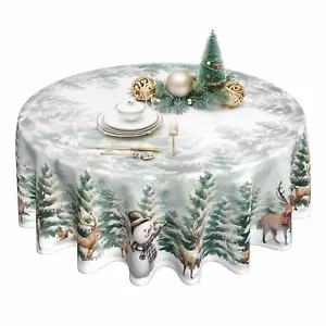Christmas Round Tablecloth 60inch For Home Rustic Farmhouse Living Room Christma - Picture 1 of 7