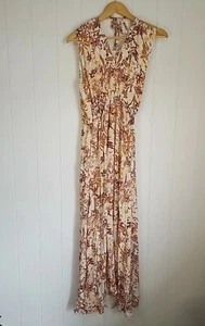 Joie Dress Womens Size Small Orange Floral Halter Tie Neck Maxi Stretch Summer - Picture 1 of 12