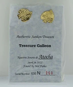 Authentic Sunken Treasure Galleon Genuine Atocha Silver Gold Overlay Earrings - Picture 1 of 4