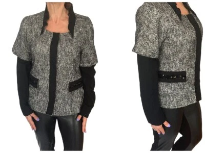 PHILOSOPHY DI ALBERTA FERRETTI 黑色斜纹亮片口袋分层夹克 10 — 第 1/4 张图片