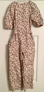 ZARA Girls Jumpsuit Paisley Floral Size 10 Short Sleeve Tie Belt 100% Cotton EUC - Picture 1 of 5