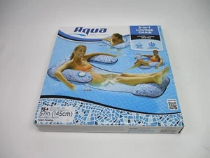 Aqua Leisure Deluxe 3-in-1 Lounge Chair Swimming Pool Float Inflatable Water Mat - Picture 1 of 6
