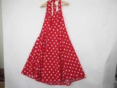 Vestido Halter Retro Sin Marca Damas Reino Unido 12 Rojo Blanco Lunares Lindy Pop  Foto 1 de 4
