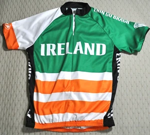 Performance Cycling Green Orange White Jersey IRELAND Erin Go Bragh Sz M 3/4 Zip - Picture 1 of 7
