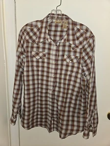 Wrangler Retro kariert Damen Perlen Knopfleiste Gr. LARGE NEU weinrot Herbst Herbst - Bild 1 von 9