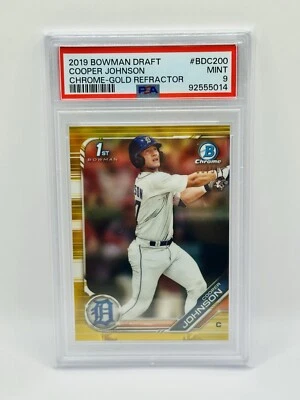Cooper Johnson 2019 Bowman Chrome 1st Draft Gold Refractor /50 PSA 9 Ole Miss - Image 1 of 2