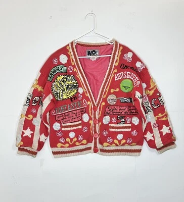 VTG NO! The Jeans Revolt One Size Embroidered Sweater Circus Dream Pink Red RARE - Image 1 of 4