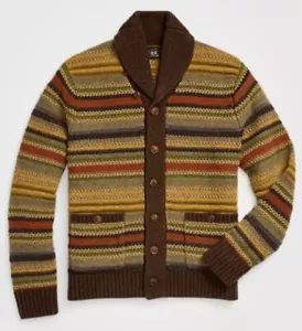 Ralph Lauren Double RL Striped Wool Shawl Cardigan-MEN XL $895 retail - Picture 1 of 4