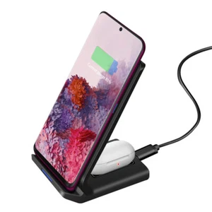 Wireless Ladegerät Fast Stand Dock Für Samsung S23/S22/S21 Note 20 Galaxy Buds + - Picture 1 of 10