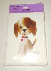 Hallmark Expressions Brown & White Puppy Dog Red Heart  Pkg (8) Blank Note Cards - Picture 1 of 5
