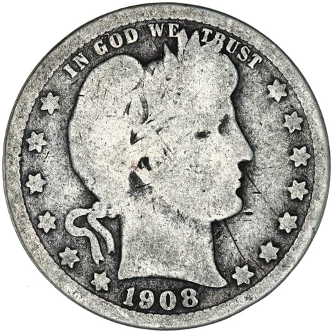 1908 O Barber Quarter 90% Silver Good GD See Pics Y613 Cover