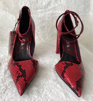 ZARA STUDIO COLLECTION RED & BLACK ANIMAL PRINT HIGH HEEL SHOES UK 7 EUR 40 RARE - Image 1 of 4