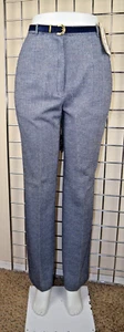 Vintage Pants Catalina W26 L31 Navy Blue 80s Rainbow Specked Tweed Belted NWT - Picture 1 of 18