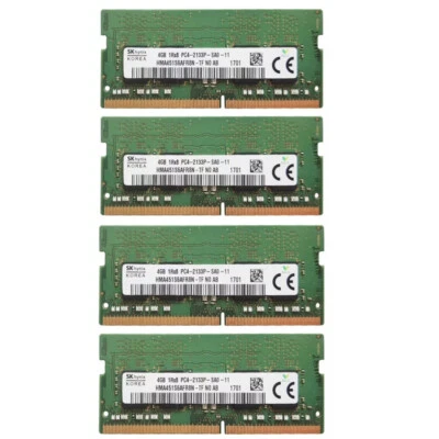 Hynix 16GB 4X4GB DDR4 2133MHz PC4-17000 260-Pins SODIMM Memory Ram HMA451S6AFR8N - Image 1 of 4