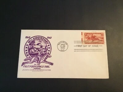 FDC 1940 # 894-19 First Pony Express Mail Service 80th Anniversary 3c Stamp USA - Image 1 of 2