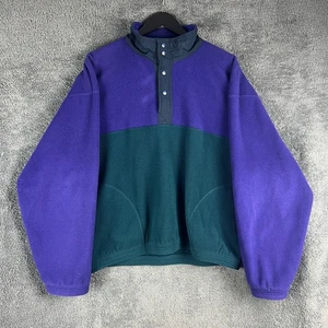 Vintage St Michael Fleece Herren Large lila grün 1/4 Knopf Druckknopf T 90er Freizeit - Bild 1 von 11