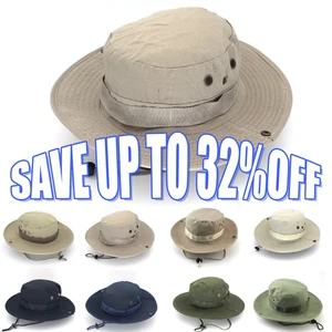 Men Outdoor Camo Sun Hat Bucket Cargo Safari Bush Boonie Summer Fishing Hats Cap - Picture 1 of 17