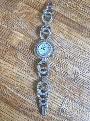 Vintage BRIGHTON STARDUST Silver Crystal Facet Retired WATCH Needs Battery Works Foto 1 de 4