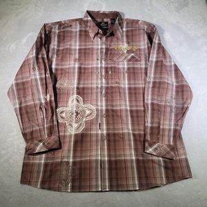Akademiks Hemd Herren 3XL braun kariert Knopfleiste bestickt Grafik Langarm - Bild 1 von 15
