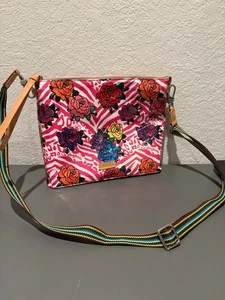 NWOT Consuela "FRUTTI" Downtown Crossbody Bag Hot Pink Zebra Print Floral Roses  - Picture 1 of 14
