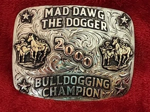 Rodeo☆2000☆Bulldogging X-TREME Champion Trophy Buckle☆Mad Dawg☆Rare☆W22 - Picture 1 of 14