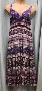 New Unbranded Sleeveless Lined Dress Boho Hippie Purple Floral %Cotton Women M - Picture 1 of 9