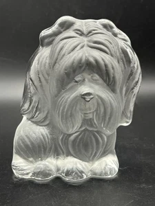 Viking Dalzell Paperweight Yorkshire Terrier Clear & Frosted Glass Yorkie Dog - Picture 1 of 6