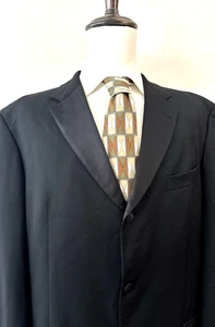 Hugo Boss Tuxedo Suit Jacket Men's 44L Black Formal Notch 3-Button Super 100's - Picture 1 of 11