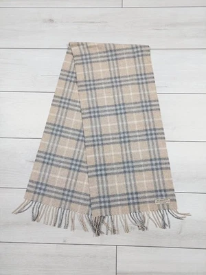 Bufanda BURBERRY beige 100% cachemir, hecha en Escocia, cheque de firma Foto 1 de 4