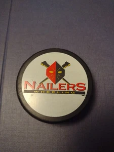 ECHL Wheeling Nailers Red League Reverse Team Logo Hockey Puck Collect Pucks - Picture 1 of 4