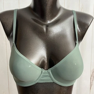 Sujetador Camiseta Aerie 32D Transparente Sin Forro Malla Con Aros Demi Verde Lindo Transpirable Foto 1 de 4