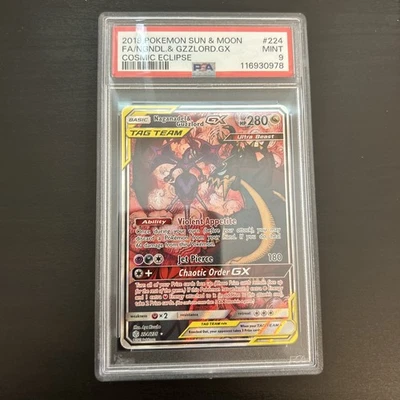 PSA 9 MINT Naganadel & Guzzlord GX 224/236 Alt Art 2019 Cosmic Eclipse Pokemon - Image 1 of 4