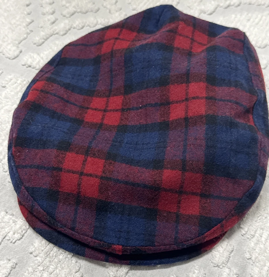Boné plano vintage pendleton lã virgem xadrez vermelho masculino Newsboy Cabbie Derby GG - Imagem 1 de 4