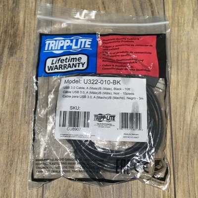 TRIPP LITE 10-Feet USB 3.0 Cable, Black (U322-010-BK, CU8907) - Image 1 of 2