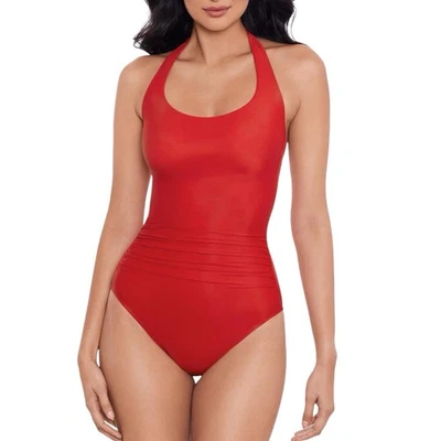 Traje de baño Miraclesuit Utopia Halter de una pieza con aros talla 10 rojo liso nuevo sin etiquetas Foto 1 de 4