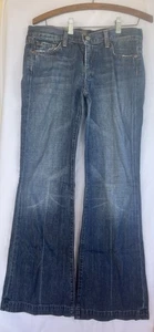 Pantalones de mezclilla 7 For All Mankind corte acampanado lavado oscuro clásicos descoloridos para mujer talla 29 - Imagen 1 de 7
