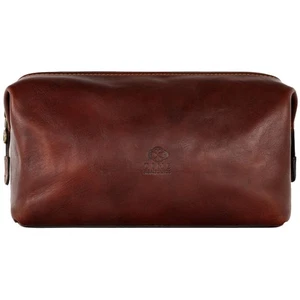 Leather Toiletry Bag - Italian Cosmetic Case Dopp Kit (Brown) - Picture 1 of 6