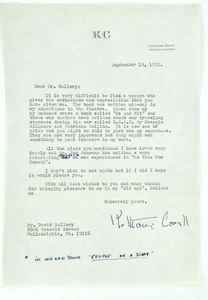 KATHERINE CORNELL / 1972 / ORIGINAL LETTER TLS / AMERICAN THEATER ACTOR / SIGNED - Picture 1 of 3