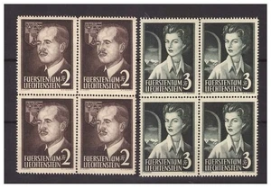 LIECHTENSTEIN - 1955 PRINCIPI SERIE IN QUARTINA NUOVA ** MNH - Picture 1 of 1