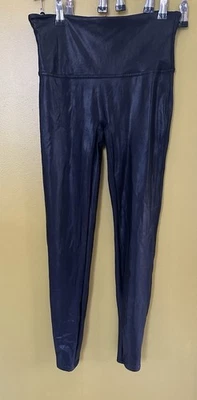 Женские леггинсы Spanx размер Large черные блестящие искусственная кожа 2437 - Изображение 1 из 4