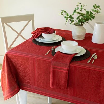 Benson Mills Ravenna Yarn Dyed Jacquard 60" x 144" Rectangular, Red  - Image 1 of 4