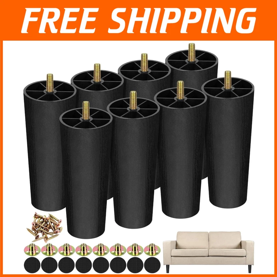 16 Pack 6 Inch Plastic Furniture Legs Set - Black - Image 1 of 4