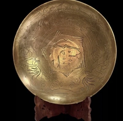 Cuenco grande de latón para dragones bailarines 11,5” años 20 chino antiguo grabado, usado en excelente estado Foto 1 de 4